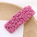 Pink plush faux fur rectangular hair clip for girls, cozy winter hair accessory for kids - Rose Red