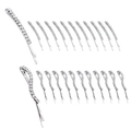 Set van 24 zilveren metalen haarspelden met strass in rechte en golvende designs - Rechte En Golvende Stijl Set (E8110) / Zilver