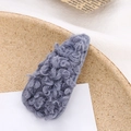 Detail of grey-blue lamb wool hair clip with soft fuzzy texture for autumn and winter - Navy Blue (E6207)