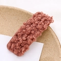 Barrette à cheveux rectangulaire en peluche rose poudré, accessoire d'hiver pour filles - Marron