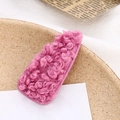 Pink plush drop-shaped BB hair clip with curly fleece texture for autumn and winter - Rose Red (E6209)