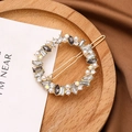 Elegante fermaglio per capelli tondo dorato con perle bianche e cristalli scintillanti - Bianco (B5116)