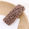 Cute brown plush rectangular hair clip for girls with soft curly faux fur texture - Coffee
