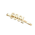 Dettaglio della molletta per capelli in lega dorata con design a lettere COOL - Stile COOL Oro (C2210)