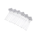 Pettine per capelli da sposa in argento scintillante con motivi geometrici in strass - Argento