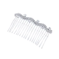 Peine de novia plateado con ondas de pedrería y perlas para peinados de boda real - Peine de Pelo Ondulado Plateado (C6329)