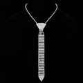 Sparkling silver rhinestone tie necklace for women features a creative necktie design - Silver