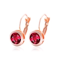 Pendientes de cierre catalán en oro rosa con circonitas de cristal rojo redondas - Rosa Roja