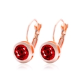 Boucles d'oreilles dormeuses en or rose avec un cristal de zircon rouge rond - Rouge