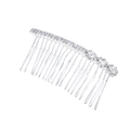 Macro detail of silver alloy hair comb with sparkling rhinestones and floral crystals - Triple Sunflowers Hair Comb Silver (C6327)