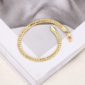 Elegantes vergoldetes Panzerarmband für Damen mit flachem Webdesign und sicherem Karabinerverschluss - Gold Stil (D3338) / Länge ca. 20CM