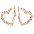 Elegante Creolen in Herzform aus Roségold mit filigranen geometrischen Hohlmustern - Roségold