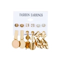 6-piece gold earring set with geometric discs, faux pearls and cubic zirconia studs - Gold Variety Assortment (A9106)