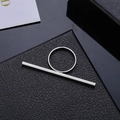 Minimalistischer silberner geometrischer T-Ring mit matter sandgestrahlter Oberfläche - Einstellbar Offen / Silber (L4111)