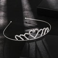 Elegante cerchietto a corona con cuore in argento e strass scintillanti per donne - Argento (C8329)