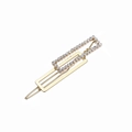 Macro shot of gold-plated rectangular hair clip with shimmering white crystal rhinestones - Rectangular Gold (F3210)