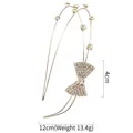 Diadema dorada de doble capa con diamantes de imitación y lazo elegante para bodas - Estilo de Doble Capa con Lazo (C7507) / Dorado
