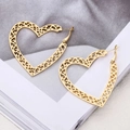 Bohemian gold hollow heart earrings with vintage scroll patterns and secure hoop closure - Heart Shape Gold (A8536)