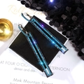 925 silver needle drop earrings with blue and black rhinestones in a geometric style - Blue (A8130)