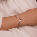 Elegant antler bracelet with pink heart cubic zirconia in silver finish for women - Elk Bracelet (5988) / Silver Pink (Bracelet-Copper)