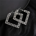 Vintage quadratische Creolen aus Silber mit aufwendigem Hohlmuster und Scroll-Design - Silber