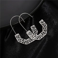Bohemian silver hollow geometric earrings with intricate floral patterns on black silk - Semi-Rhombus Shape Silver (A8534)