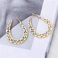 Ethnic vintage hollow gold earrings with intricate floral patterns and drop silhouette - Waterdrop Shape Gold (C9507)