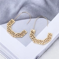 Elegant gold geometric hollow earrings with intricate filigree patterns and ear hooks - Semi-Rhombus Shape Gold (A8534)