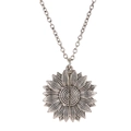 Collier médaillon tournesol vintage en argent antique avec pendentif double face - Argent Antique