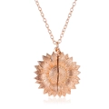 Collier médaillon tournesol double face en or rose avec pétales vintage - Or rose