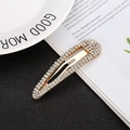 Ensemble de barrettes à cheveux dorées avec strass et épingles ovales en cristal brillant - Goutte d'Eau Strass Doré (H2208)