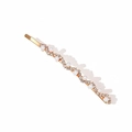Elegante pinza para el cabello dorada ondulada con perlas de imitación y pedrería - Estilo Dorado (B4522)