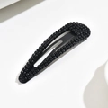 Funkelnde schwarze Strass-Haarklammer in Wassertropfenform mit Metall-Finish - Dichte Strass Rein Schwarz (C4234)