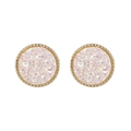 Boucles d'oreilles rondes en résine avec paillettes de cristal violet et cadre doré - Rose AB