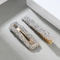 Sparkling hair clip set with silver crystals on gold base for elegant women - Silver (C3126)