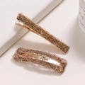 Vintage gold hair clips set with champagne crystals in rectangle and bar shapes - Multicolor (C3128)
