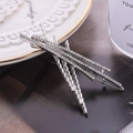 Pince à cheveux géométrique argentée multicouche avec strass et design de lignes - Rhinestone Multi-rangées Vague (C3437) / Argent (C3437)