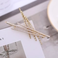 Barrettes à cheveux dorées avec rangées de perles micro et texture métallique minimaliste - Micro Perle Multi-couches (C3437) / Or (C3437)