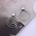 Elegant multi-layered silver round hoop earrings with textured finish for women - Silver