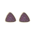 Dettaglio di orecchini a triangolo con bordo dorato e resina viola glitterata brillante - Oro rosa (A8326)