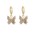 Elegante goldene Schmetterlings-Ohrhänger mit funkelnden Kristallen auf weißem Grund - Gold (A7434)