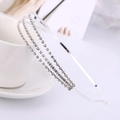 Elegante diadema plateada de tres filas con cristales brillantes para mujer de moda - Plateado (C9324)