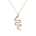 Fashionable gold-colored snake pendant necklace featuring sparkling inlaid rhinestones - Gold (D3218)