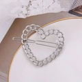 Pince à cheveux cœur en métal argenté avec maillons de chaîne sur porcelaine - Style Cœur Chaîne / Argenté