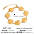Bracelet chaîne en acier inoxydable doré 18K avec un pendentif coquillage poli - Style Conque en Spirale (SL41466)