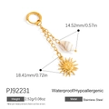 Waterproof stainless steel 18K gold plated necklace with shell and sun charm pendant - Conch and Sun Charm (PJ92231) / Natural Shell Random Color (2.52g) / Gold