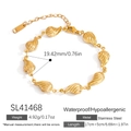 Bracelet coquillage en acier inoxydable plaqué or 18K, étanche et hypoallergénique de luxe - Style Coquillage Ondulé (SL41468)