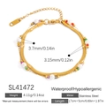 Bracciale a doppio strato in acciaio inossidabile dorato con perle e perline colorate - Stile a Catena a Serpente a Strati (SL41472)