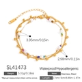 Bracciale a doppio strato in acciaio inossidabile dorato con perle bianche - Stile di Perline di Colore a Sfera d'Oro a Più Strati (SL41473)