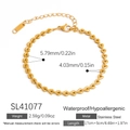 Elegante bracciale a catena con maglie a cuore in acciaio inossidabile dorato e estensione - Stile Cuore (SL41077)